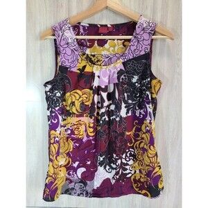 212 Collection Multicolor Sleeveless Tank Top Size S Floral Abstract Blouse